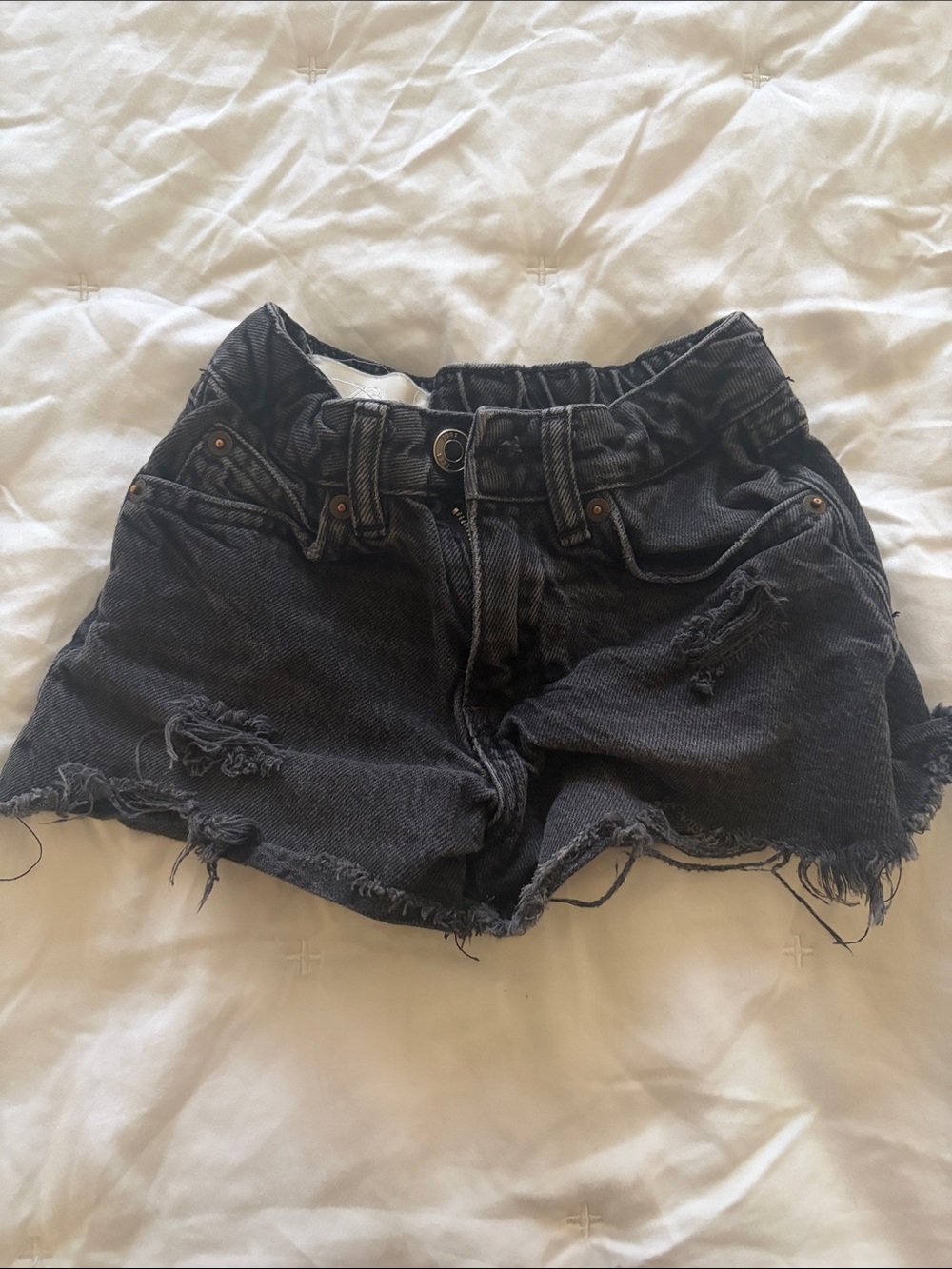 Zara Black Distressed Denim Cutoff Shorts